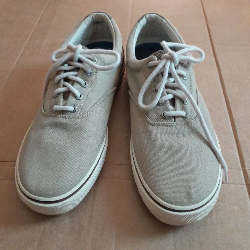 Sperry Top-Sider Men’s Size 11 Beige Low Top Lace up Sneakers STS11902